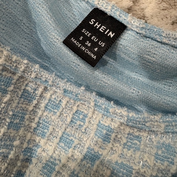 SHEIN - Light Blue Tweed Mini Dress - Picture 5 of 5